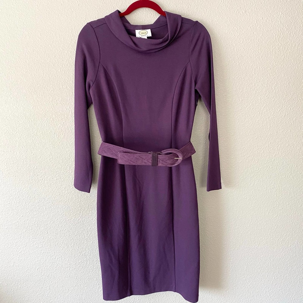 Talbots Petites Purple Belted Sheath Dress